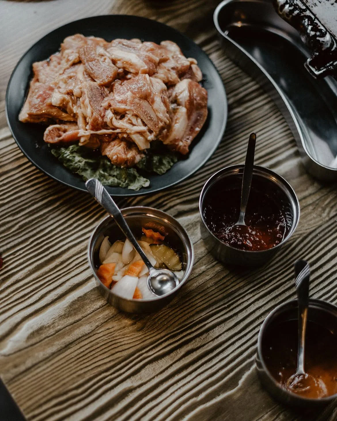 Shared Korean food for a private dinner
